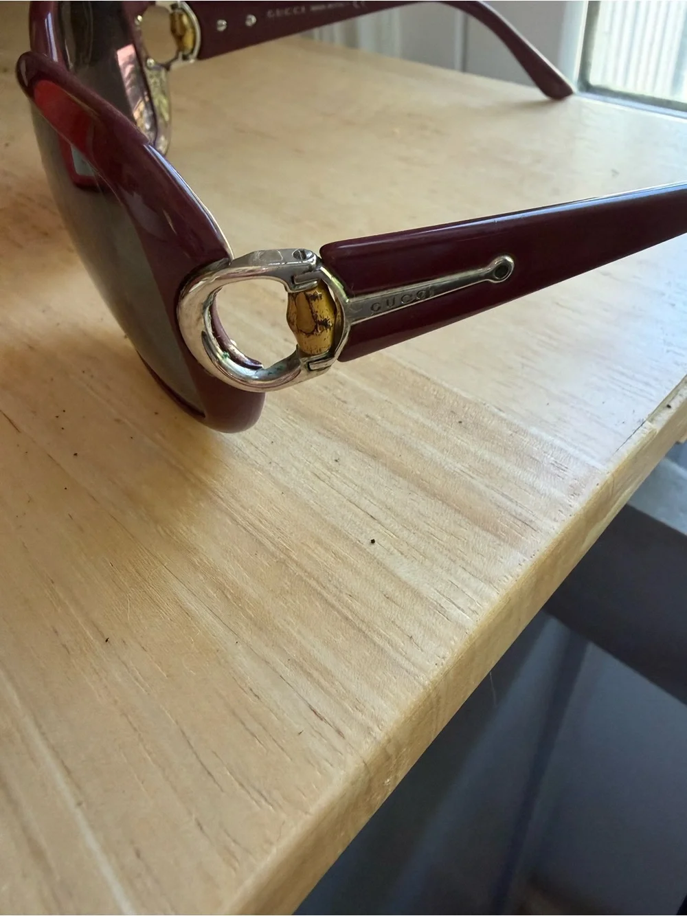 Iconic Round Gucci GG 3132/S Sunglasses bamboo burgundy FRAMES ONLY